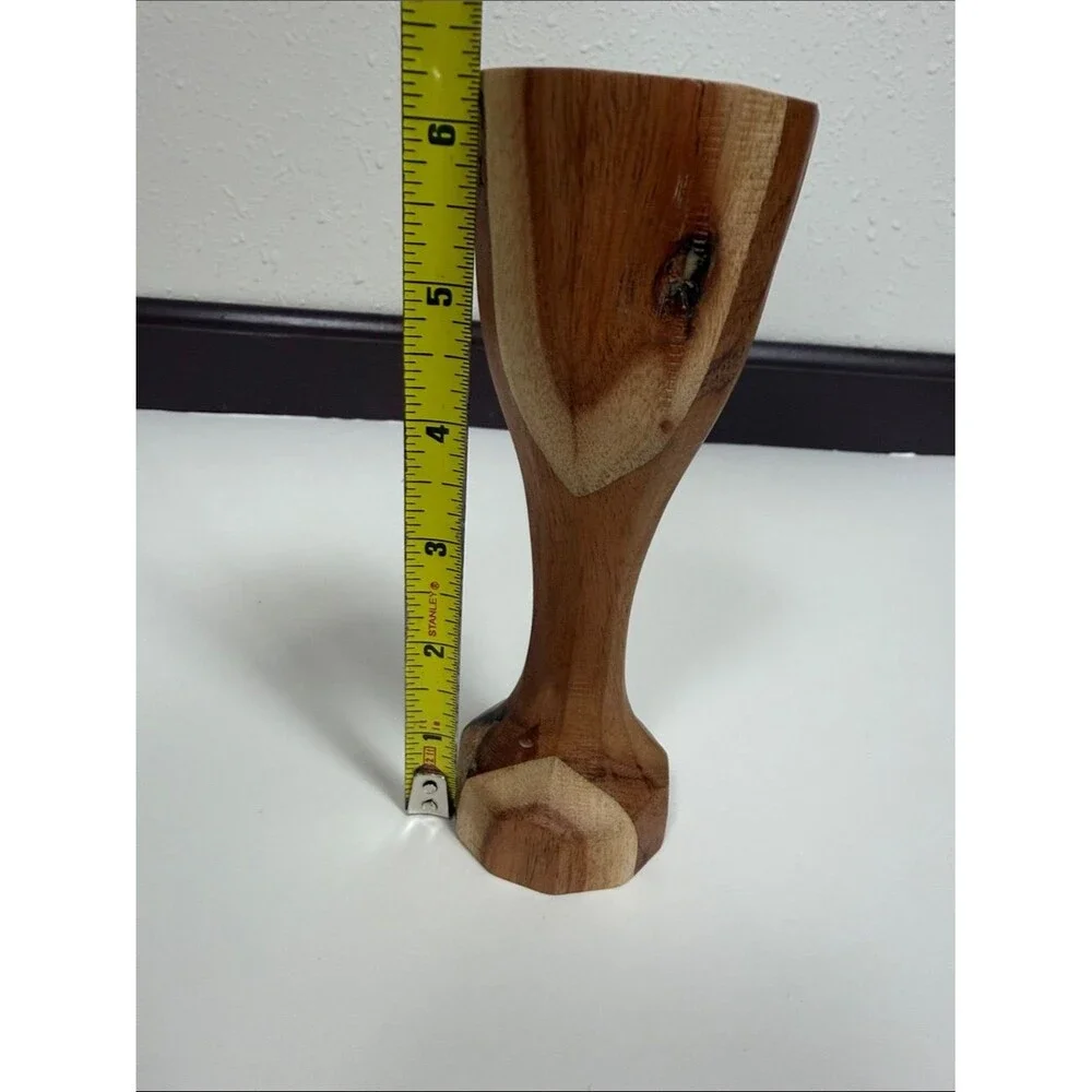 Vintage Hand Carved Wood Stick Candle Holder Rustic Boho Taper Candlestick Decor